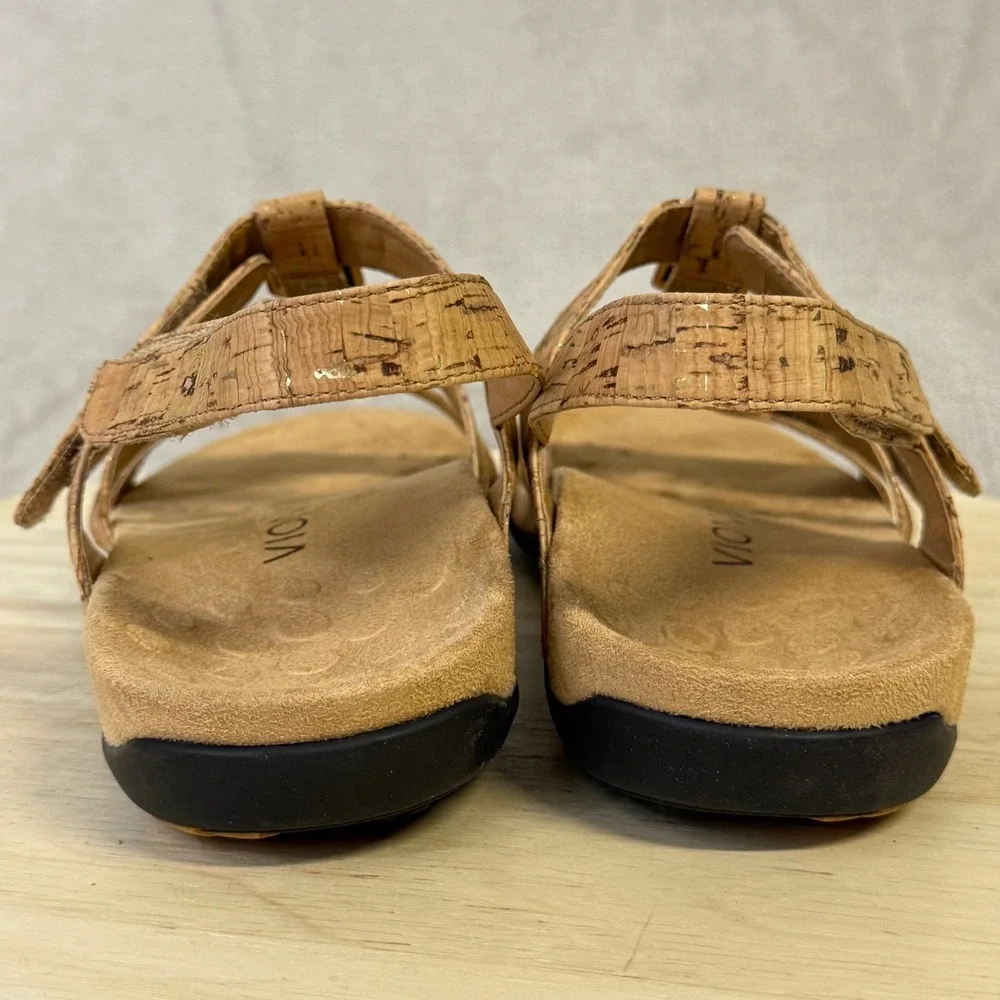 Vionic Amber Cork Gold Fleck Adjustable Slingback Sandals 44AMBER Women 9